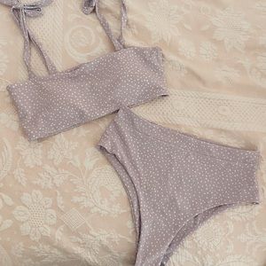 SHEIN polka dot tie shoulder bikini